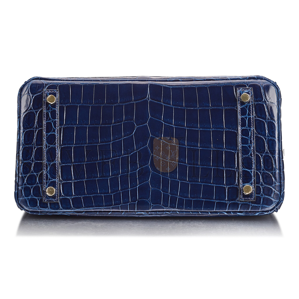 H**mes master birkin 25 crocodile leather royal blue rose gold buckle h041354ck69 (25*20*13cm)
